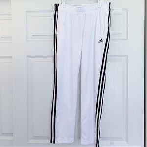 White Wide Leg Adidas Sweatpants
